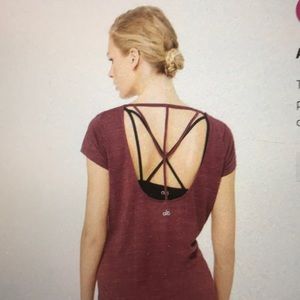 NWT Alo Yoga Camilla Short Sleeve Strappy Top